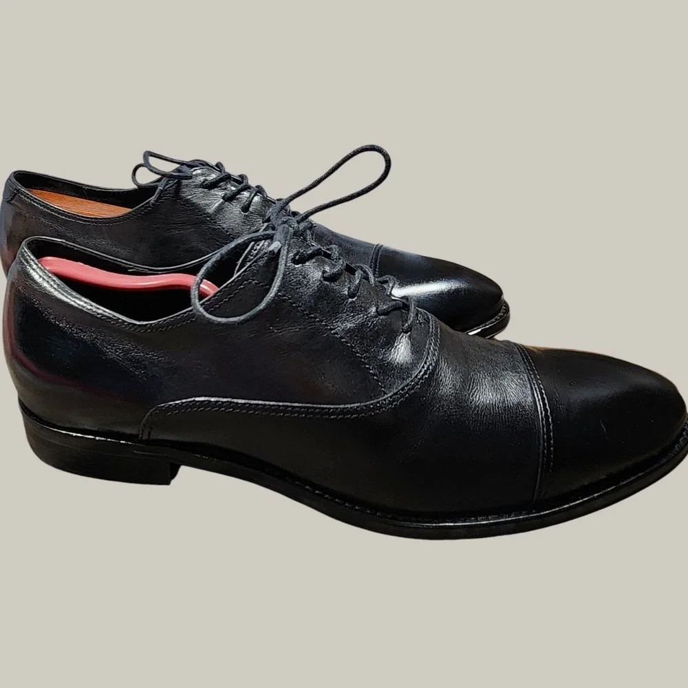 Gordon Rush Men Black Leather Cap Toe Oxford Dress Shoes Mitchell Style Sz 9 1/2